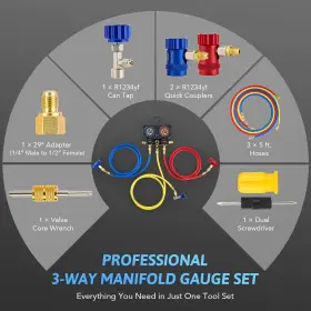 Fba-dmg12344w Orion Motor Tech 3 Way Ac Manifold Gauge Set - New #2