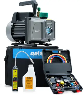 Orion Motor Tech Fba-vphc00bge 1/3 Hp 4.5 Cfm Vacuum Pump Manifold Gauge Kit With Leak Detector 4 Hoses And Acces