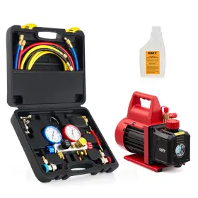 Orion Motor Tech Mpnvphdmg-01 Omt 1/3hp 4.5cfm Vacuum Pump And Manifold Gauge Tool Set For R134a R22 R410a