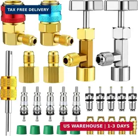 Otoolling Huu0440 R134a Refrigerant Adapter Fitting Kit Including Self-sealing/puncture Can Taps R