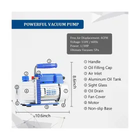 4cfm-03sl P Pbautos 4cfm 1/3hp Single Stage Vacuum Pump And 4-way Manifold Gauge Set For R410a R #2