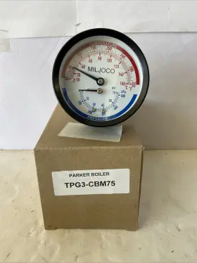 Tpg3-cbm75 Parker Boiler Tridicator 70-320 F 0-75 Psi 1/4 Cbm Mount 3 Inch Dial