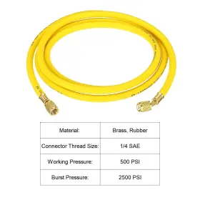 Pta230518tt000763 Patikil 1/4 Sae Refrigerant Charging Hose 8ft 500 Psi 2500 Manifold Gaug #3 Pta230518tt000763 Patikil 1/4 Sae Refrigerant Charging Hose 8ft 500 Psi 2500 Manifold Gaug #3