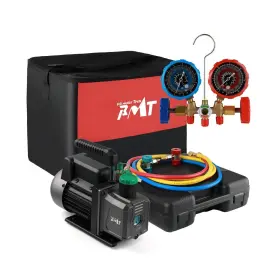 Pb Motor Tech Bmt Pb-a00a 4.5cfm 1/3hp Vacuum Pump With 3-way Ac Manifold Gauge Set For R