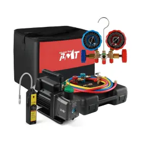 Pb Motor Tech Bmt Pb-b00a 4.5cfm 1/3hp Vacuum Pump With 3-way Ac Manifold Gauge Set For R