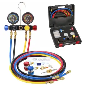 Pb Motor Tech Bmt Pbmt-shev-sl02 4-way Ac Manifold Gauge Set For R22 R134a R410a Refrigerants Wi