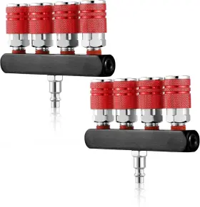 Dou-peryiter-875 Peryiter 2 Pcs 4 Way Straight Air Compressor Manifold Hose Splitter 5 Ports