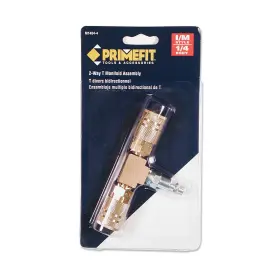M1404-4 Primefit 816227016461 2-way T-style Air Manifold With Industrial 6-ball Brass Couplers 1/4 Inch #2