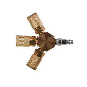 M1406-5 Primefit Air Manifold 3-way Hex Style 1/4 In Quick Connect Durable 6-ball Brass Couplers