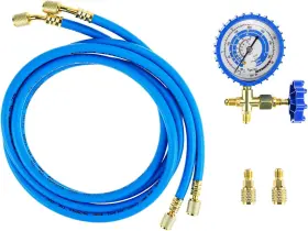 Ca31995  Qwork Recharge Kit With Ac Charging Hose And Manifold Gauge - Compatible