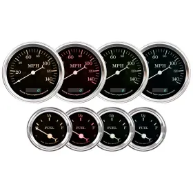 Racetech 718590548371 6 Gauge Cluster Kit Vintage Electrical Black Dial 4 Color 140 Mph Gp #3