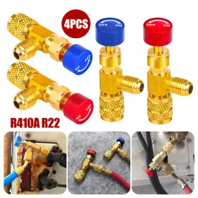 Redtagtown 600609565353 R12 R410 Air Conditioning Refrigerant Charging Valve 1/4 Inch 5/16 Safety Adapter