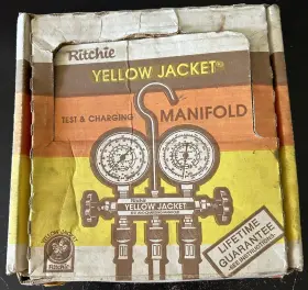 41213 Ritchie Yellow Jacket Testing And Charging 2 Valve Manifold Original Box 41213 Ritchie Yellow Jacket Testing And Charging 2 Valve Manifold Original Box