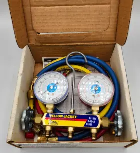 R-404a Ritchie 41313 Yellow Jacket Manifold Gauges R-134a R-507 Test Charge With Hoses