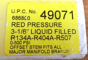 R404a Ritchie 686800490717 Yellow Jacket Red Pressure 3-1/8 Inch Liquid Filled R134a - R507 New #2