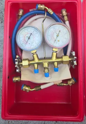 40156 Robinair Side Wheel Manifold Gauge And Hose Set Rare New In Box Nos
