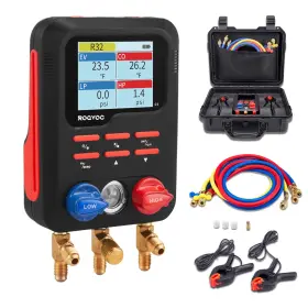 Rmg4db-bk Rogvoc Digital Manifold Gauge Hvac Refrigerants Ac Gauges Set With 2 Thermo