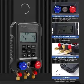 Rv-521-1 Rogvoc Digital Manifold Gauge Hvac Refrigerants Ac Gauges Set With 2 Thermo #3