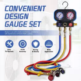 Rv-mg001-1 Rogvoc Ac Gauges Manifold Gauge Set For R22/r410a/r134a Refrigerant 3 Way Hvac #2