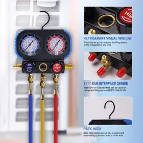 Rv-mg001-1 Rogvoc Ac Gauges Manifold Gauge Set For R22/r410a/r134a Refrigerant 3 Way Hvac #3