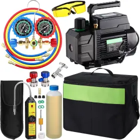 Fas-saysurey-1025 Saysurey Ac Vacuum Pump And Gauge Set Kit 3.5cfm 1/4 Hp For Hvac R134a R410a R12 R22 Mini