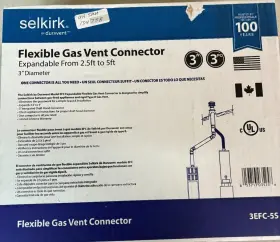 3efc-5s Selkirk Sport Expandable 3 Inch Flex Gas Vent Connector New 3efc-5s Selkirk Sport Expandable 3 Inch Flex Gas Vent Connector New
