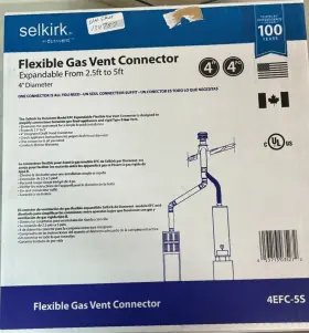 4efc-5s Selkirk Sport Expandable 4 Inch Flex Gas Vent Connector New 4efc-5s Selkirk Sport Expandable 4 Inch Flex Gas Vent Connector New