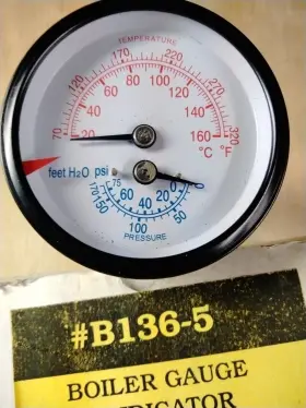 B136-5 Sid Harvey Tridicator Boiler Gauge #b136-5 70 -320 F 0-75 Psi 1/4 Inch Cbm 3 Shank #2