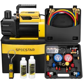 Vh1694 Specstar 3/4 Hp 7.2 Cfm 2 Stage Hvac Vacuum Pump And 4 Way Ac Manifold Gauge