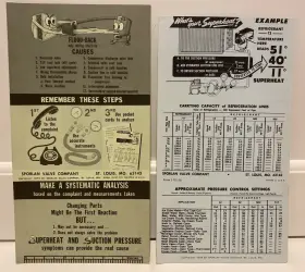 1-75-175 Sporlan Valve Company Vtg Set 2 Pocket Cards Flood Back Causes And Carrying Capac