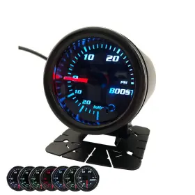 Sreuoil 761094103779 Black 52mm 2 Turbo Boost Gauge 0-30 Psi Pressure Vacuum Meter With 7 Co