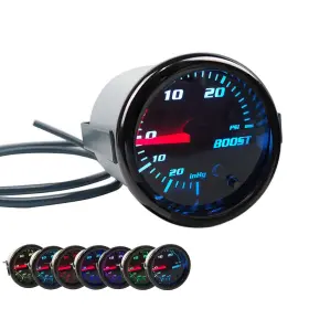 Sreuoil 761094619614 Black 52mm 2 Turbo Boost Gauge 0-30 Psi Pressure Vacuum Meter With 7 Co