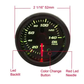 Sreuoil 766273773415 2ftft Oil Pressure Gauge Meter With Sensor Tinted 7 Color Car Digital Led 0-140 #2