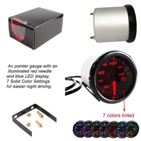 Sreuoil 766273773415 2ftft Oil Pressure Gauge Meter With Sensor Tinted 7 Color Car Digital Led 0-140 #3