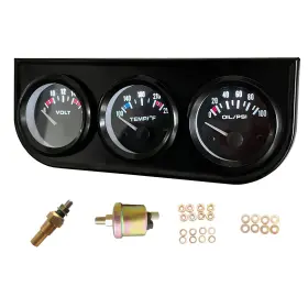Rsc200 Sreuoil 52mm 3 In1 Car Meter Auto Gauge Kit 8-16v Volt 100-250 Water Temperat