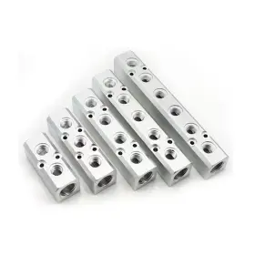 Still Awake B45900001 3 Way Pneumatic Manifold Air Distribution Block G1/2 5 Port Silver