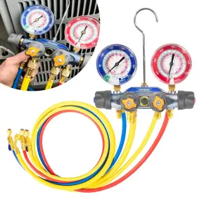 Sy-49968 Sunluway 49968 Charging Manifold 4 Valve Test A/c Gauge Tool Set With 60 Inch Ba