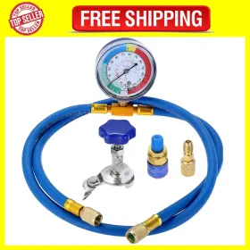 Surieen 313104961932 R134a R12 R22 Refrigerant Charging Hose With Gauge 51ftft Ac Recharge