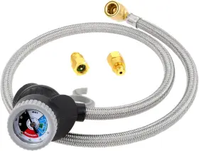 Surieen 313107764714 R134a Refrigerant Recharge Hose Kit With Pressure Gauge 1/2 Inch Low Side Cou
