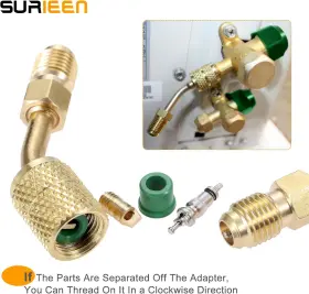 Surieen 445009359385 R410a Adapter Mini Split 5/16 Sae Female To 1/4 Male With Valve #3