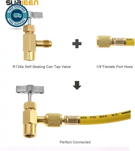 Surieen 445017178176 R134a Ac Quick Coupler Adapter With Self-sealing Can Tap Valve Kit Adjustable R #2 Surieen 445017178176 R134a Ac Quick Coupler Adapter With Self-sealing Can Tap Valve Kit Adjustable R #2