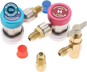 Surieen 445017178176 R134a Ac Quick Coupler Adapter With Self-sealing Can Tap Valve Kit Adjustable R Surieen 445017178176 R134a Ac Quick Coupler Adapter With Self-sealing Can Tap Valve Kit Adjustable R