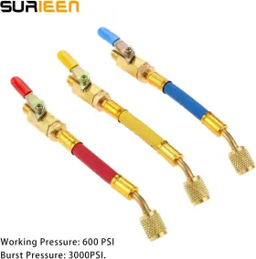 Surieen 691041157565 Charging Hose Set 3 Pcs 7ftft R410a A/c Short Hoses With Ball Valve Brass And #3