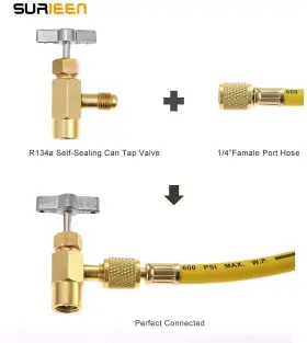 Surieen 720310101159 R134a Ac Quick Coupler Adapter With Self-sealing Can Tap Valve Kit Adjustabl #2