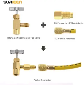 Surieen 720310101159 R134a Ac Quick Coupler Adapter With Self-sealing Can Tap Valve Kit Adjustabl #3