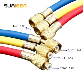 Sae-5 Surieen Sae-5/16 R410a Refrigerant Ac Charging Hose Set 60 Inch Tube 1/4 Sae To 5/ #2