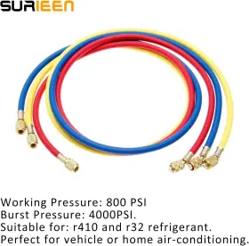 Sae-5 Surieen Sae-5/16 R410a Refrigerant Ac Charging Hose Set 60 Inch Tube 1/4 Sae To 5/ #3