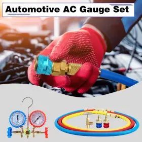 Swakuta-c031 Swakuta 5 Pcs Hvac Pr134a Can Tap Freon Recharge Kit 3 Way Ac Manifold Gauge Set With #3