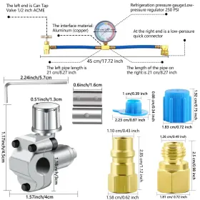 Swakuta-c033 Swakuta 7 Pcs Refrigerator Ac Freon Recharge Hose With Retrofit Valve Gauge Kit W #2