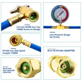 Swakuta-c033 Swakuta 7 Pcs Refrigerator Ac Freon Recharge Hose With Retrofit Valve Gauge Kit W #3